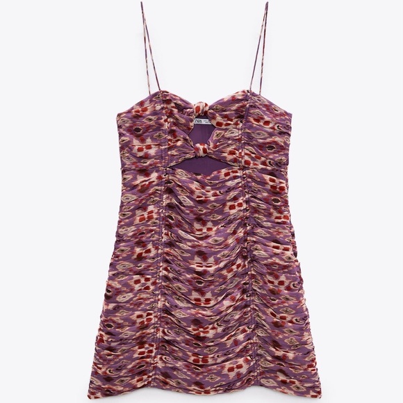 ZARA Printed Dress With Draping M NWT - Picture 6 of 12